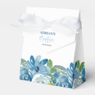 Blue Floral Boy Baptism Favour Box