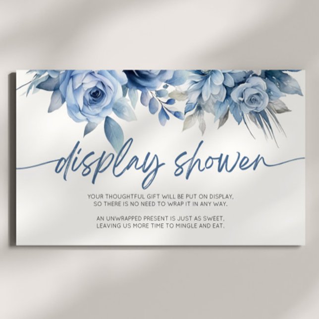 Blue Floral Bridal Baby Shower Display Shower Enclosure Card (Creator Uploaded)
