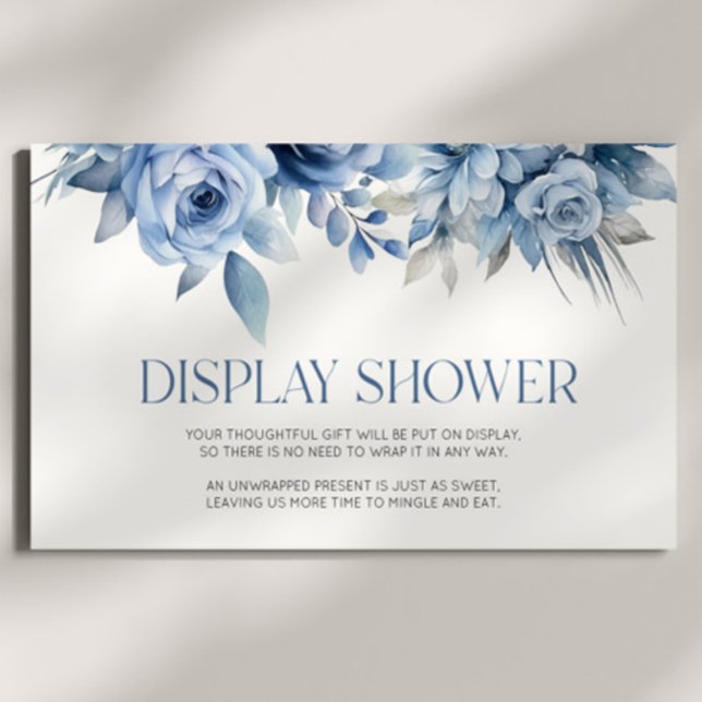 Blue Floral Bridal Baby Shower Display Shower Enclosure Card (Creator Uploaded)