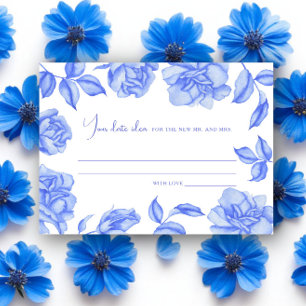 Blue floral Bridal shower Date night ideas Enclosure Card
