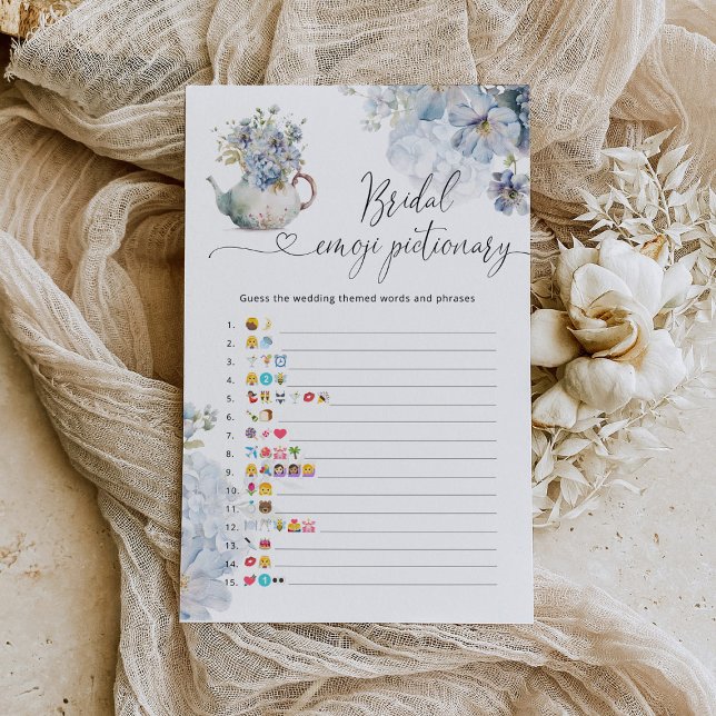 Blue floral bridal shower emoji pictionary game (Creator Uploaded)