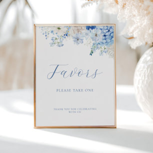 Blue Floral Bridal Shower Favors Poster