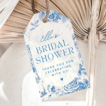Blue Floral Bridal Shower Gift Thank You Tag