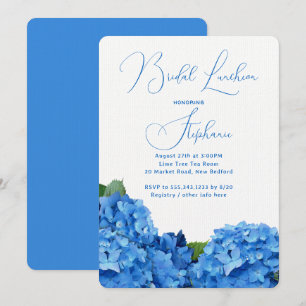 Blue Floral Bridal Shower Hydrangea Invitations