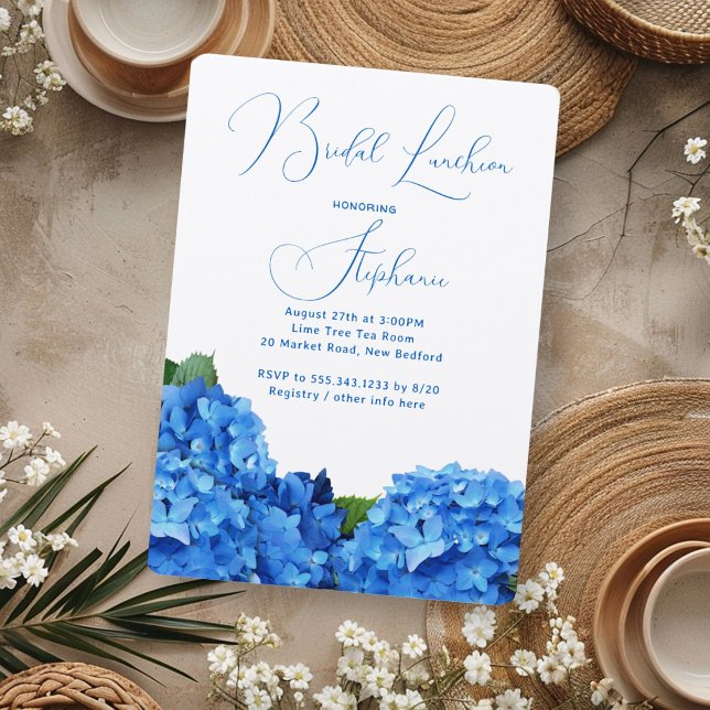 Blue Floral Bridal Shower Hydrangea Invitations (Creator Uploaded)