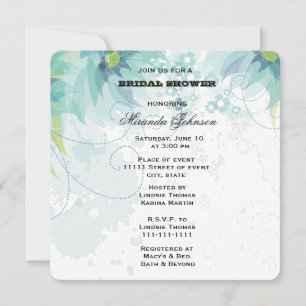 Blue Floral Bridal Shower Invitation