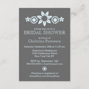 Blue Floral Bridal Shower Invitation