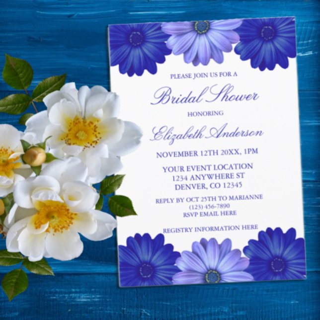 Blue Floral Bridal Shower Invitation (Creator Uploaded)