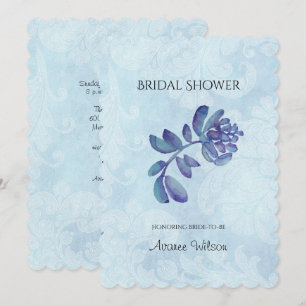 Blue Floral Bridal  Shower  Invitation