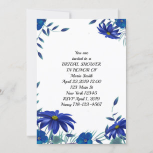 Blue Floral Bridal Shower Invitation