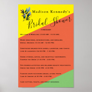 Blue Floral 💙 Bridal Shower Itinerary  Poster