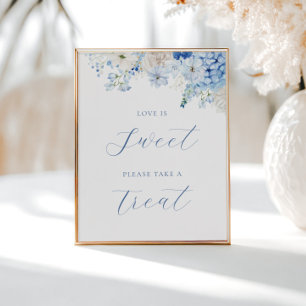 Blue Floral Bridal Shower Love is Sweet Poster