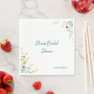 blue floral bridal shower napkin