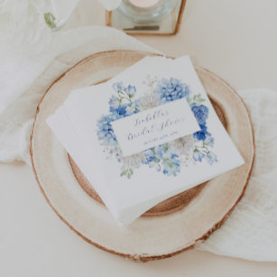 Blue Floral Bridal Shower Napkin