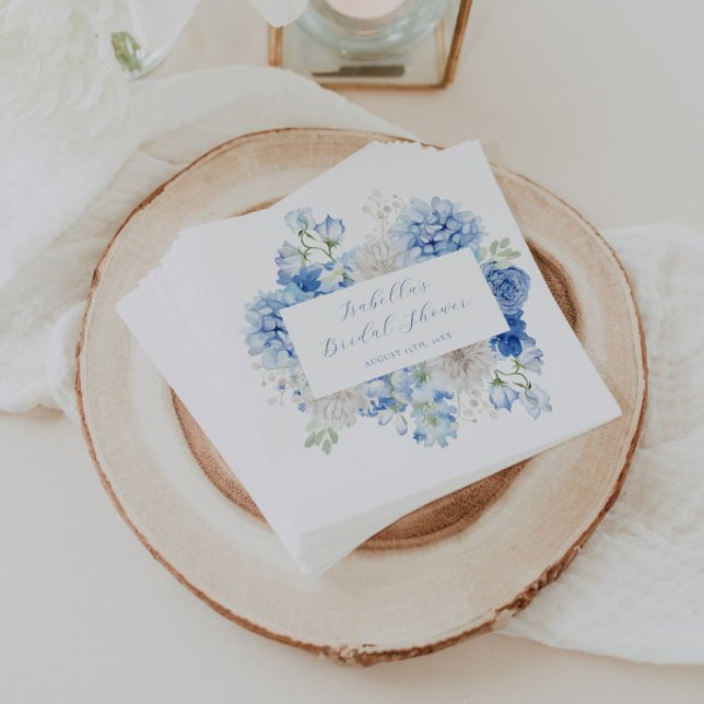 Blue Floral Bridal Shower Napkin (Creator Uploaded)