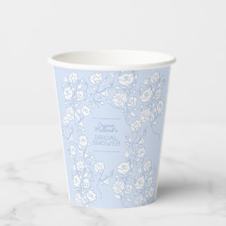 Blue Floral Bridal Shower Paper Cups