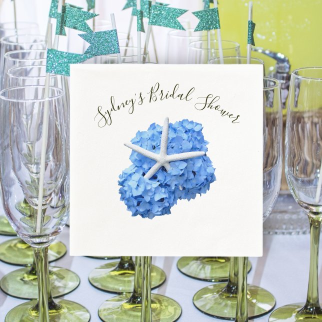 Blue Floral Bridal Shower Personalised Napkins (Creator Uploaded)