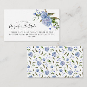 Blue Floral Bridal Shower Recipe Request Enclosure Card