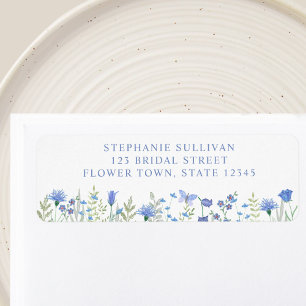 Blue Floral Bridal Shower Return Address