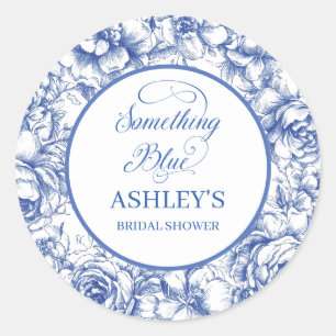Blue Floral Bridal Shower Stickers