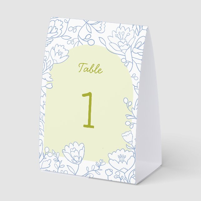 Blue Floral Bridal Shower Tabletop Sign (Front)