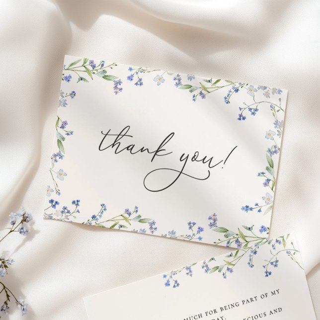 Blue Floral Bridal Shower Thank You Card (Creator Uploaded)