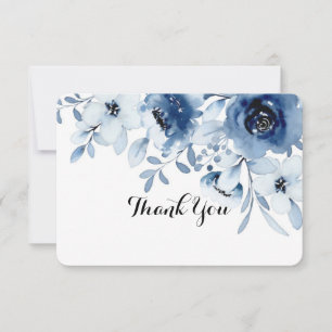 blue floral bridal shower/wedding thank you card