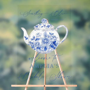 Blue Floral Bridal Shower Welcome sign
