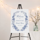 Blue Floral Bridal Shower Welcome Sign
