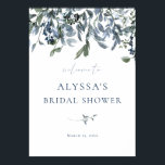 Blue Floral Bridal Shower Welcome Sign<br><div class="desc">Blue Floral Bridal Shower Welcome Sign</div>