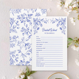 Blue Floral Bridal Shower Word Game