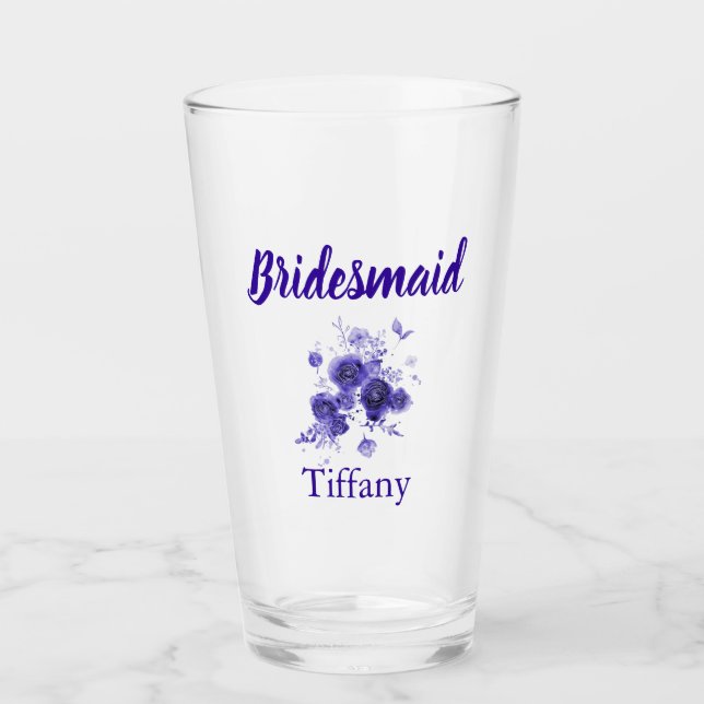 Blue floral bridesmaid glass (Front)