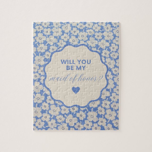 Blue Floral Bridesmaid Proposal Puzzle (Vertical)