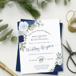 Blue Floral Budget Wedding Reception Invitation<br><div class="desc">These beautiful wedding reception invitations are designed for guests who are invited to the reception only, and not the marriage ceremony. The elegant design features hand painted watercolor roses in shades of dusty blue, navy, and indigo, with a bevy of garden leaves and greenery. The typography features fancy script calligraphy,...</div>