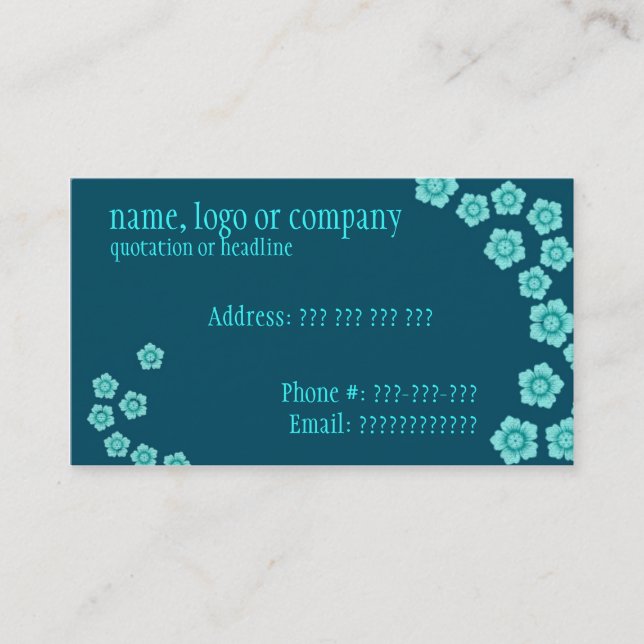 Blue Floral Business Card (Front)