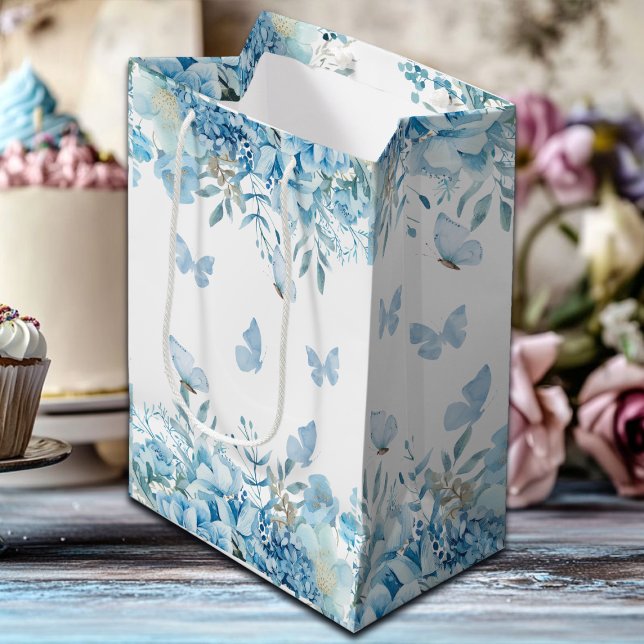  Blue Floral Butterflies Medium Gift Bag (Creator Uploaded)