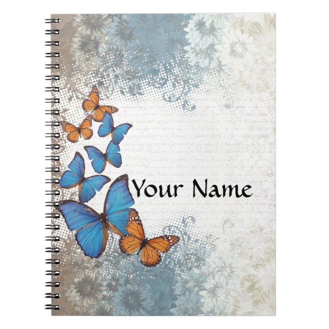 Blue floral butterflies notebook (Front)