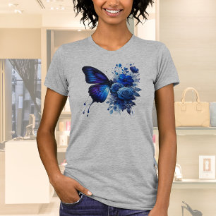 Blue Floral Butterfly T-Shirt