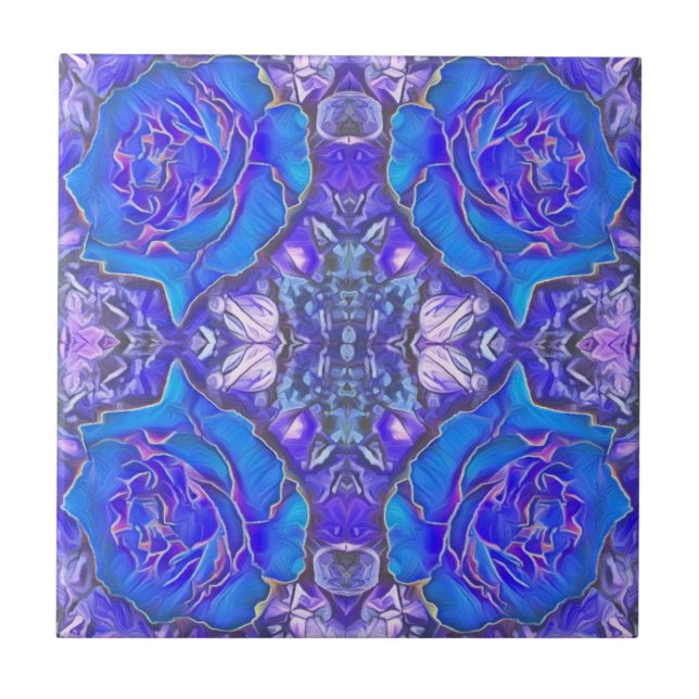 Blue Floral Ceramic Tile (Front)