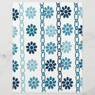 Blue Floral Chain Scrapbook paper