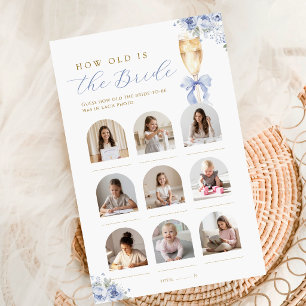 Blue Floral Champagne How Old is the Bride Game