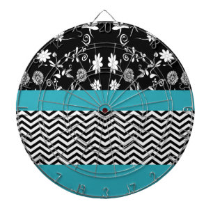 blue floral chevron dartboard