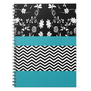 blue floral chevron notebook