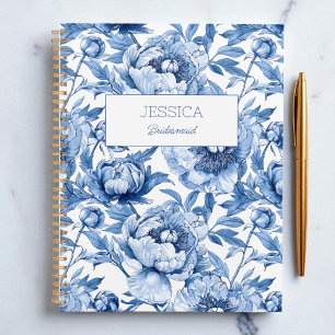 Blue Floral Chinoiserie Flower Modern Bridesmaid Planner