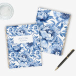 Blue Floral Chinoiserie Flower Name Modern Undated Planner<br><div class="desc">This Blue Floral Chinoiserie Flower Name Modern Undated Planner features a delicate farmhouse blue and white porcelain pattern showcasing large, detailed flowers. This floral design captures the essence of traditional painting with modern precision. This planner makes a great gift for bridesmaids, maids of honour, and brides. 🦋 Easily customise the...</div>