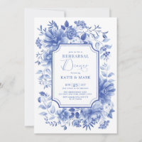 Blue Floral Chinoiserie Porcelain Rehearsal Dinner