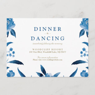 Blue floral Chinoiserie Wedding reception Enclosure Card