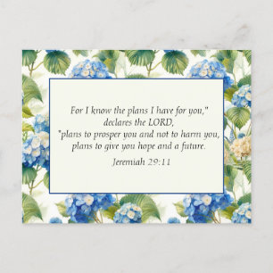 Blue Floral Christian Bible God's Plans Postcard