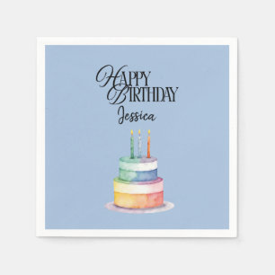 Blue Floral Christian Birthday  Napkin
