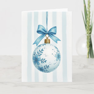 Blue Floral Christmas Ornament Card
